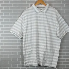 M1-00467【Mens】UNDAR ARMOUR（アンダーアーマー）半袖 ポロシャツ（2XL) /ボーダー（白×グレー）首回りに黄ばみ有 N-6