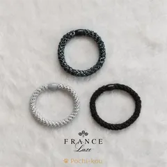ヘアゴム France Luxe フランス ラックス L. Erickson ポニーテールチューブ 3個 ブラックメタリック 黒 大人 太い おしゃれ
