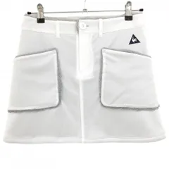 ルコック スカート 白×グレー 裏地ボア ロゴ刺しゅう  レディース 9 ゴルフウェア le coq sportif