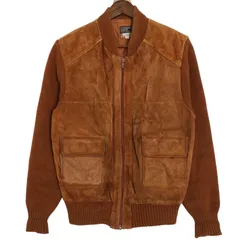 80年代 CHRISTOPHER RAND スエードレザー ニットジャケット ブラウン (メンズ M) 中古 古着 A3267