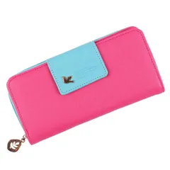 [ドナリー] 財布 長財布 ラウンドファスナー 二つ折り 女の子 レディース (ピンク/ライトブルー) [ピンク]