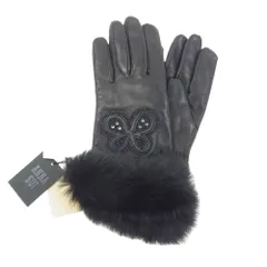 ANNA SUI アナスイ AN-110513 スワロフスキー レザー グローブ 手袋 ブラック系 20cm【極上美品】【中古】のサムネイル