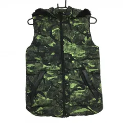 【美品】ダンスウィズドラゴン リバーシブルダウンベスト ライトグリーン×黒 レディース 2(M) ゴルフウェア Dance With Dragon