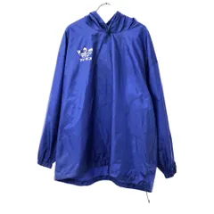 アディダス 80s デサント製 日本製 ヴィンテージ トレフォイルロゴ トレーニング 長袖 ナイロンジャケット M-L ブルー adidas ウィンドブレーカー プルオーバー メンズ