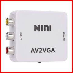 AV to VGA Converter Component Composite 480P Mini Composite AV to VGA Adapter TV Accessory Set-Top Box Audio Video Converter (White)