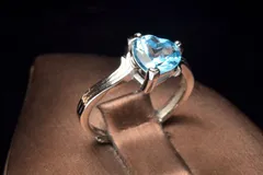 シルバー925 スイスブルートパーズ 7x7mm ハートファセットカット 指輪リング(サイズ調整可) パワーストーン 天然石 _PRG2159