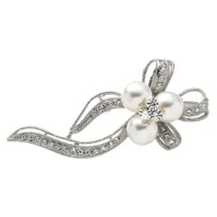 【C：シルバー×ワンサイズ】[Cream dot. クリームドット公式]  6タイプ ブローチ フォーマル 卒業式 卒園式 入学式 入園式 コサージュ 華やか ピン 上品 エレガント キュービックジルコニア ビジュー パール フラワー 大人  