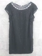 ◇ JUSGLITTY ジャスグリッティー スパンコール ビジュー 半袖 膝丈 ワンピース 1 ブラック * 【1002799755757】