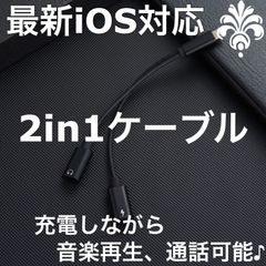Black iPhone 充電 イヤホン 二又充電ケーブル 二股ケーブル