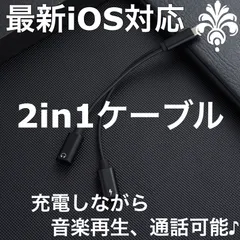 Black iPhone 充電 イヤホン 二又充電ケーブル 二股ケーブル