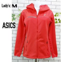 M■美品■ジッパー フード トップス■アシックス ASICS■パーカー／ジャージ・レッド