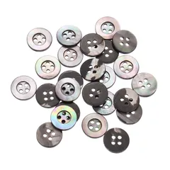 uxcell 天然シェルボタン 25個 4穴 12.5mm マザーオブパールボタン シャツ 洋服 コート スーツ ジャケット ジーンズ スカート 裁縫 クラフト DIY 装飾用 黒 (幅広エッジ)