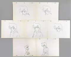 【中古】原画イラストボード 名探偵コナン 青山剛昌直筆 時計仕掛けの摩天楼 複製アニメ限定7枚セット