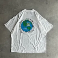 00s/JERZEES/ジャージーズ/半袖Tシャツ/地球プリント/アート/スポンサー/企業ロゴ/チャリティプロモーション/ホワイト/白/XL/jmaple