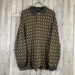 R&R CASUALS 90s ヴィンテージ ニット チェック 長袖 ポロシャツ