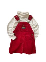 【Size 90-100】vintage  オシュコシュ コーデュロイジャンパースカート タートルネック セット オーバーオール   oshkosh ヴィンテージ  赤