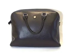 【217236】 OKACHI　レザー ブリーフケース ハンドバッグ ※ストラップ欠品 KUOKC10N ブラック