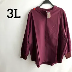 訳あり未使用タグ付き3Lワインレッド上品ブラウス長袖レース高級感上品