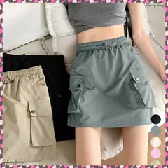 送料無料 カーゴスカート ハイウエストミニスカート ワークスカート レディース インナーパンツ付き カーゴミニスカート Aライン おしゃれ タイトスカート 韓国 カジュアル 美脚スカート細見え カッコイイスカート 着やせミニスカパン