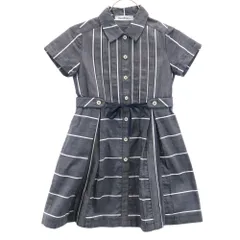 ファミリア ストライプ柄 半袖 シャツワンピース 120 チャコールグレー Familiar キッズ