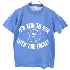 ヴィンテージ 70s プリント 半袖 Tシャツ L ブルー系 VINTAGE メンズ 【中古】  【230723】 メール便可