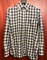 【UNITED ARROWS 取り扱い】 MADE IN ITALY製 Errico Formicola ギンガムチェック柄長袖ボタンダウンシャツ ブラック×ホワイト Sサイズ