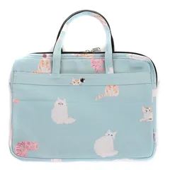 パソコンバッグ（水色×猫）13.3インチ PCバッグ レディース