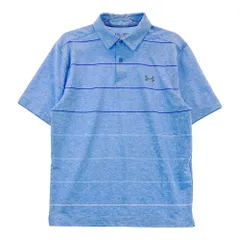 サイズ：M UNDER ARMOUR アンダーアーマー  半袖ポロシャツ ボーダー柄 ブルー系 [240101379487]# ゴルフウェア メンズ ストスト