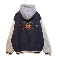 【Disney】ミッキーマウス刺繍 中綿入りブラックデニムスタジャン A3927