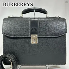 【極美品/鍵付き】バーバリーロンドン BURBERRY LONDON 2way ハンドバッグ トートバッグ ビジネスバッグ  ブリーフケース アタッシュケース 手提げ 肩掛け 斜め掛け レザー ロゴ 型押し シルバー金属 大容量 A4可 ノバチェック 黒