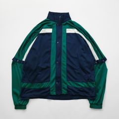 2WAY仕様 袖取り外し可能 ジャージ トラックジャケット ブルゾン スポーツ グリーン ネイビー XLサイズ 古着【UR-0301】
