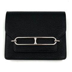 【極美品】HERMES　Hermes　エルメス　ルリ　スリム　B刻印　ウォレット　ミニ財布　コインケース　小物入れ　シェーブル　ノワール　シルバー金具