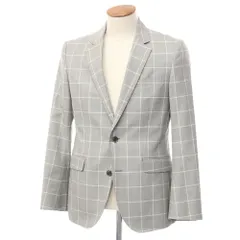 【中古】エポカウォモ EPOCA UOMO ウールコットン チェック ジャケット ライトグレー【サイズ46】【メンズ】のサムネイル