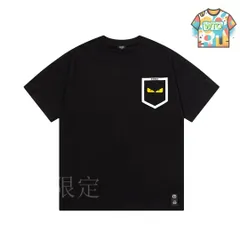 【今日WTO】FENDI ダブル FF ポケット悪魔の目熱圧着プリント黒 T シャツ-UO38