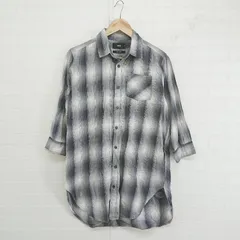 ◇ BACK NUMBER バックナンバー チェック 七分袖 シャツ サイズ S グレー ホワイト メンズ E  【1303140014791】