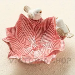 新しい未使用   魅力的なセラミック製 鳥モチーフ ジュエリー＆スナックディッシュ - エレガントなホームデコ用ソープホルダー