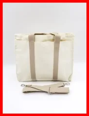 トートバッグ　シンプル　無地キャンバス　通勤　通学　お買物　通勤　通学　ショッピング　ショルダーベルト付き　2wayトート　ベージュ