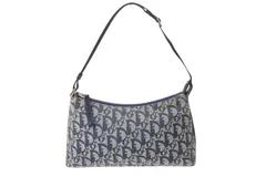 ChristianDior クリスチャンディオール サドルポーチ アクセサリーポーチ トロッター柄 02RU 0074 ネイビー ガリアーノ期 美品 中古 4c071634