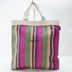 2412-120 アニエスベー トートバッグ 美品 agnes b. ラフィア製 マルチカラー