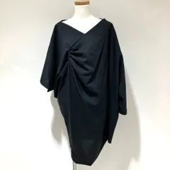 JK-O037 ジュンヤワタナベ コムデギャルソン JUNYA WATANABE COMME des GARCONS エステルウールトロ ピンストライプ ギャザーワンピース 黒 XSサイズ 2023年S/S