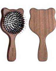 ヘアブラシ 豚毛 木製 かわいいクマ くし ブラシ 髪 頭皮ケア
