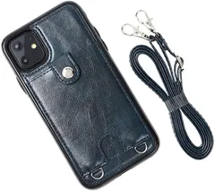 MocliL iPhone 11 スマホショルダー ストラップ ケース 斜めがけ 首掛け 肩掛け カード収納 レディース メンズ iP11 ML0028( インディゴ,  iPhone 11)のサムネイル