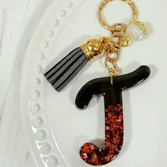 イニシャルキーホルダー レジン P-12 「T」