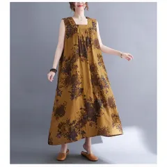 ☆ イエロー ☆ XL ☆ マキシ丈ワンピース ノースリーブ レディース マキシ丈ワンピース ノースリーブ レディース マキシワンピース ワンピース ワンピ マキシ丈ワンピ 花柄ワンピース ロングワンピース 袖なし 袖無し マキシ マキシ丈 ゆったり