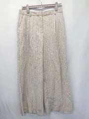 ◇ ⊂ ZARA ザラ ストライプ ワイド タックパンツ サイズEUR M USA M MEX 28 ベージュ ブラック系 レディース E  【1507160008550】