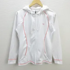 D■アンダーアーマー/UNDER ARMOUR ラグランジャージ JKT フーディ【LG】白/LADIES/140【中古】