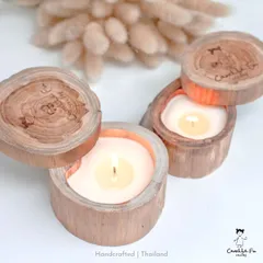 Candle Fu アロマキャンドル ソイワックス ソイキャンドル Sサイズ ポーチ付 大豆 天然木箱入り タイ製