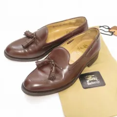#ans バーバリー BURBERRY ローファー 4 1/2 EE 茶 レザー タッセル 保存袋付き 日本製 小さいサイズ メンズ [852894]