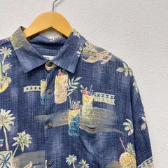 古着 XL アロハシャツ ハワイシャツ レーヨン 大きめサイズ 青