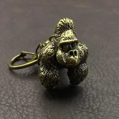 真鍮 キーホルダー キーリング ヴィンテージ ビンテージ アンティーク レトロ 真鍮製 縁起物 ハンドメイド ペンダントトップ 置物 チャーム ゴリラ 102